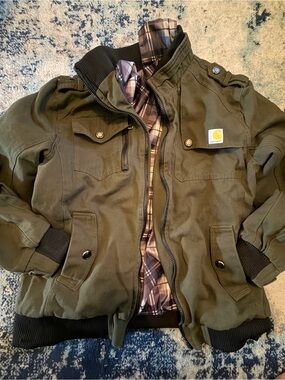 Carhartt Olive Green Military Green Bomber Style Jacket - See Listing!